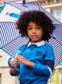 Blue and white striped umbrella with wolf animation DAPLAGE / 22H4PGE1PUIC205
