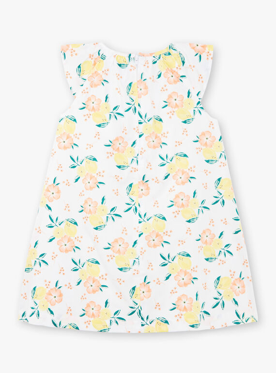 White and yellow dress printed lemon and floral flower girl child ZICITETTE / 21E2PFO1ROB000