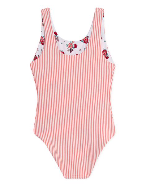Reversible one-piece swimsuit ecru and pink child girl CLIDUETTE / 22E4PFO1D4K001