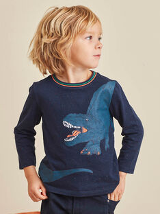 Boy's navy blue dinosaur T-shirt BUSIOLAGE / 21H3PGQ1TML070