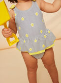 Navy and yellow 1-piece swimsuit with stripes and sun print FITINA / 23E4BFM2MAIA001