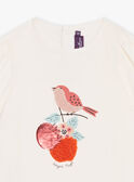 Ivory bi-material t-shirt with bird motif GATIETTE / 23H2PF71TMC005