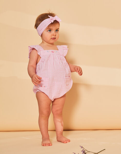 Pink plaid print romper FASONIA / 23E1BFS1BARD303