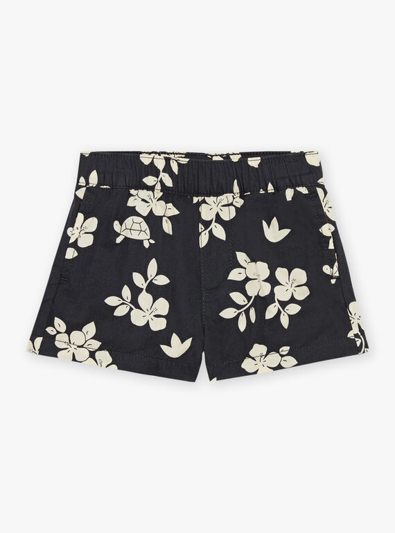 Slate black poplin shorts with leaves and turtles print FATHOMAS / 23E1BGP2SHOJ900