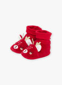 Red velvet slippers with 3D Christmas reindeer animation 