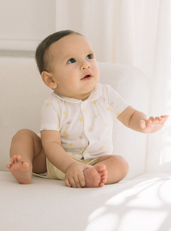 Vanilla bodysuit and shorts with clouds and suns print FOULQUES / 23E0CMT1ENS114