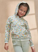 Sea-green fleece hoodie with ruffled pockets KRIVIETTE / 24E2PFB2JGH614