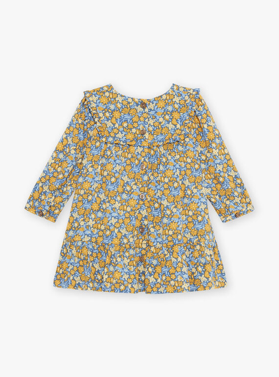 Navy blue floral print ruffle dress FABETTY / 23E1BF81ROB070