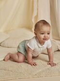Mixed birth green bloomer and collar bodysuit in ecru COLOAN / 22E0CMI1ENS203