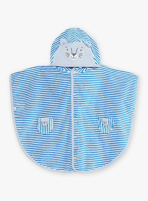 Baby boy bright blue striped bath cape CILIAM / 22E4BGO1CDB701