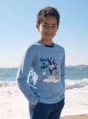 Sky-blue jersey T-shirt with guitar badger motif LETICHAGE / 24H3PGJ1TMLC236