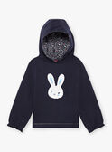 Girl's navy blue reversible sequin sweater with rabbit print BROZOETTE / 21H2PFF1SWE070
