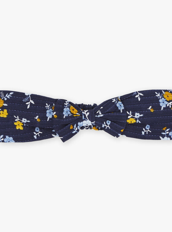 Navy blue bow headband with floral print GAELISA / 23H4BF91BAN070