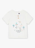 Ecru short sleeve t-shirt with beach and animal print FAVICTOR / 23E1BGQ1TMC001