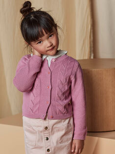 Child girl candy pink knitted cardigan CLIQETTE1 / 22E2PFF4CAR305