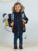 Navy blue satchel with London pattern and checkered print child boy BAZECAGE / 21H4PG52BES070