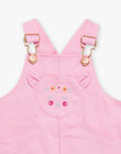Pink twill overalls with 3D cat ears embroidered pocket FASABINE / 23E1BFS1CHSD303
