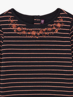 Black embroidered long sleeve t-shirt child girl BRITIZETTE / 21H2PFM2TML090