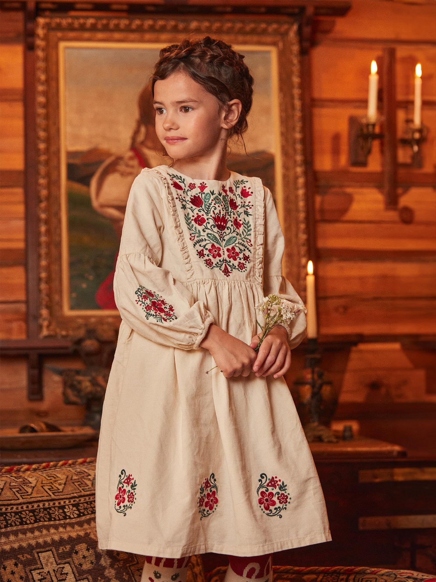 Beige outlet embroidered dress