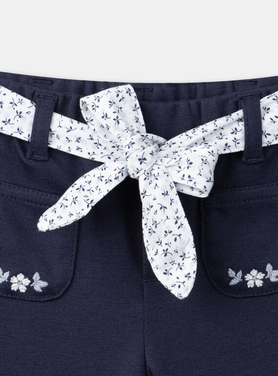 Navy blue pants with floral print belt LACLARA / 24H1BFJ1PAN070