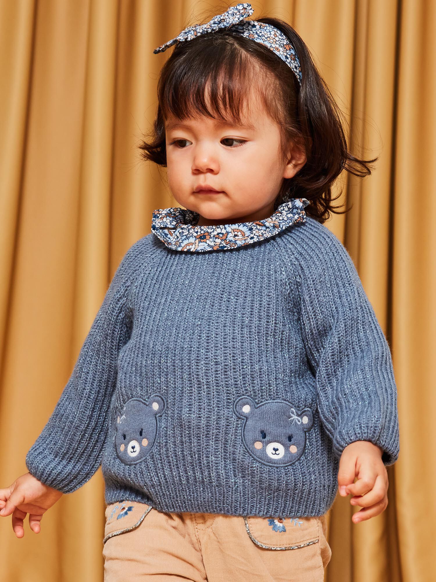 Blue grey knitted sweater Girl Sergent Major