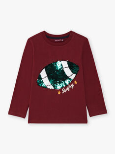Boy's burgundy T-shirt BERNAGE / 21H3PG91TMLF511