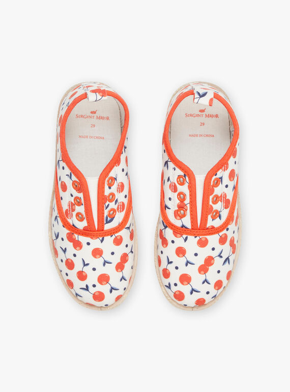 Ecru slip-on with cherry print FABALETTE / 23N10PF41D16001