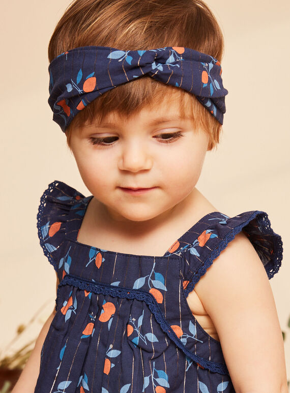 Navy blue headband with floral print FAZOLI / 23E4BFR1BAN070