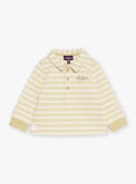 Ecru and clay green striped polo shirt GADAVID / 23H1BG81SWEG600