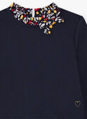 Girl's navy blue floral long sleeve dress BIGLETTE / 21H2PF51ROB070