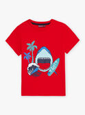 Red shark T-shirt child boy CYDOAGE3 / 22E3PGT1TMCF525