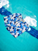 Baby boy bright blue beach shorts with leaf print CILEO / 22E4BGO1MAI701