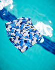 Baby boy bright blue beach shorts with leaf print CILEO / 22E4BGO1MAI701