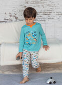 Boy's turquoise long-sleeved pyjamas with car and traffic motifs BECARAGE / 21H5PG67PYJ202