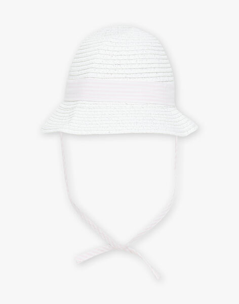 Baby girl white and pink straw hat with bow CAJESS / 22E4BFH1CHA001