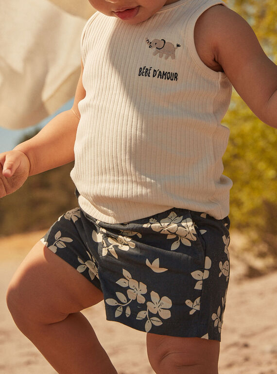 Slate black poplin shorts with leaves and turtles print FATHOMAS / 23E1BGP2SHOJ900