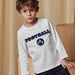 Ecru and navy blue soccer t-shirt child boy