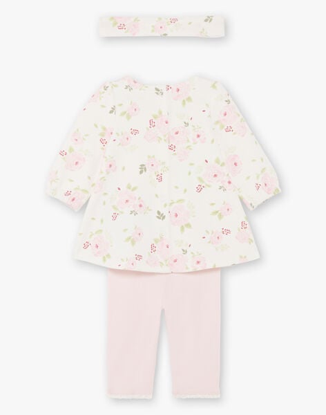 Dress and headband printed with flowers and pink leggings birth girl BOUTAINA / 21H0CF43ENS001