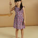 Purple, pink and blue dress with floral print child girl