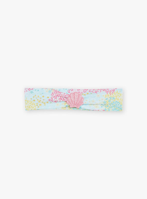 Baby girl headband with floral and sequinned shell print in jersey CASHELSY / 22E4BFN1BAN811