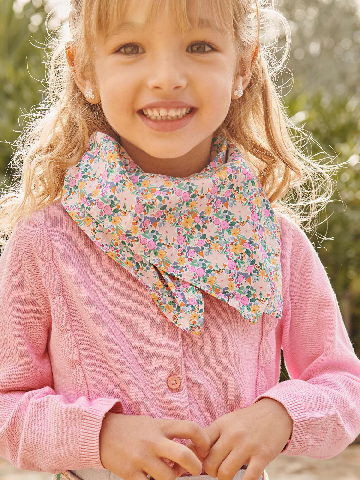 Ecru scarf with flower print Girl Sergent Major