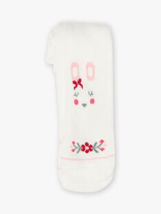 Ecru tights with rabbit pattern baby girl BAGENNY / 21H4BF91COL001