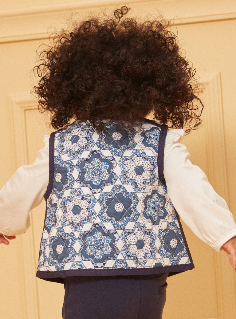 Blue and white quilted sleeveless jacket LACINDY / 24H1BFJ1CSM001