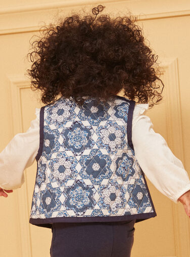 Blue and white quilted sleeveless jacket LACINDY / 24H1BFJ1CSM001