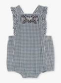 Short ecru and slate-blue dungarees with check print GAROMY / 23H1BFR1SAL001