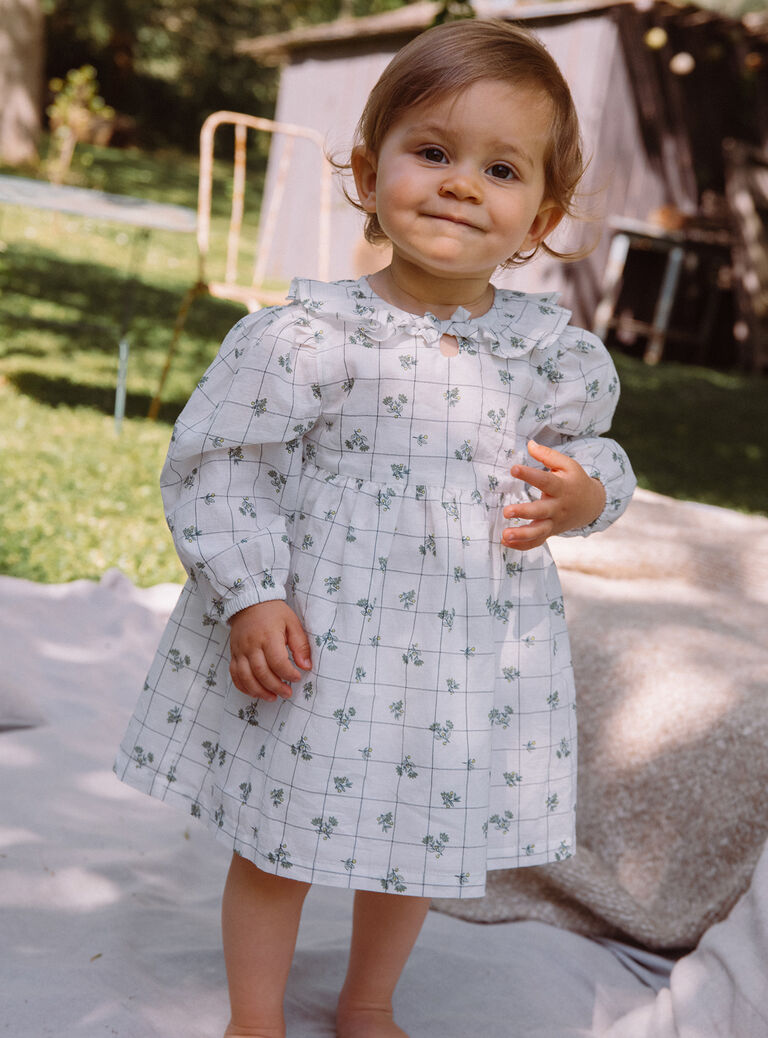 Ecru dress with check and floral print Ecru dress with check and floral print GACECILE / 23H1BF81ROB001