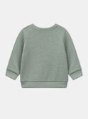 Green fleece sweatshirt and vanilla ribbed leggings set KAGARETT / 24E1BGC1ENSG622