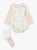Ecru and pink bodysuit, romper and tights set LOUANE / 24H0CF12ENS001
