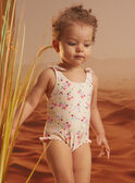 Pale yellow reversible one-piece swimsuit with floral print KITINA / 24E4BFG2MAI009