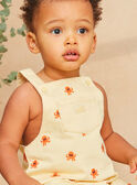 Baby chick yellow short overalls with orange octopus embroideries KAYANN / 24E1BGS1SACB116